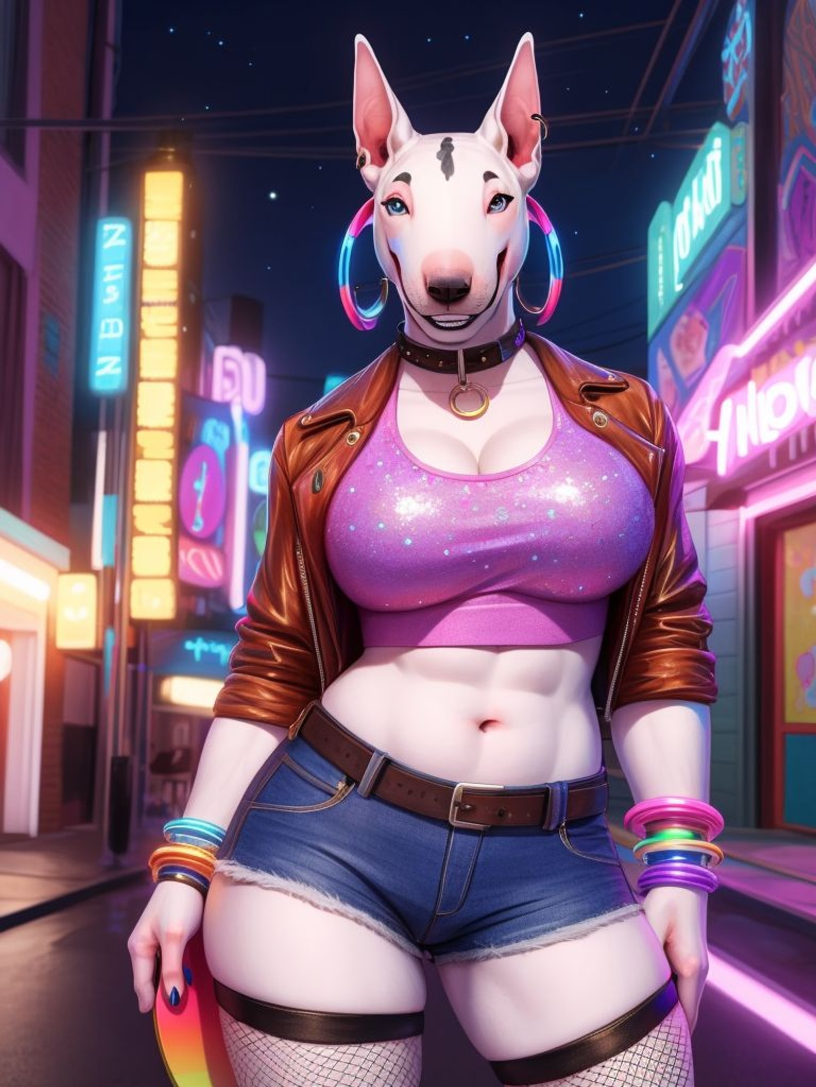 Bull Terrier, furry dog, ai girlfriend, ai art